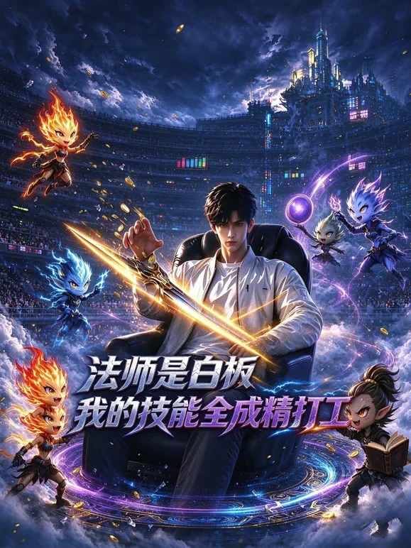 法师是白板，我的技能全成精打工动漫海报
