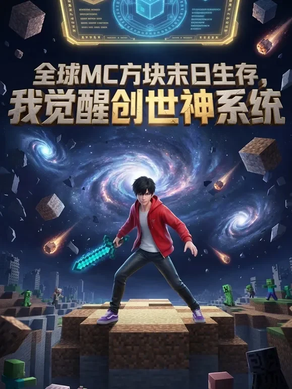 全球MC方块末日生存，我觉醒创世神系统动漫海报