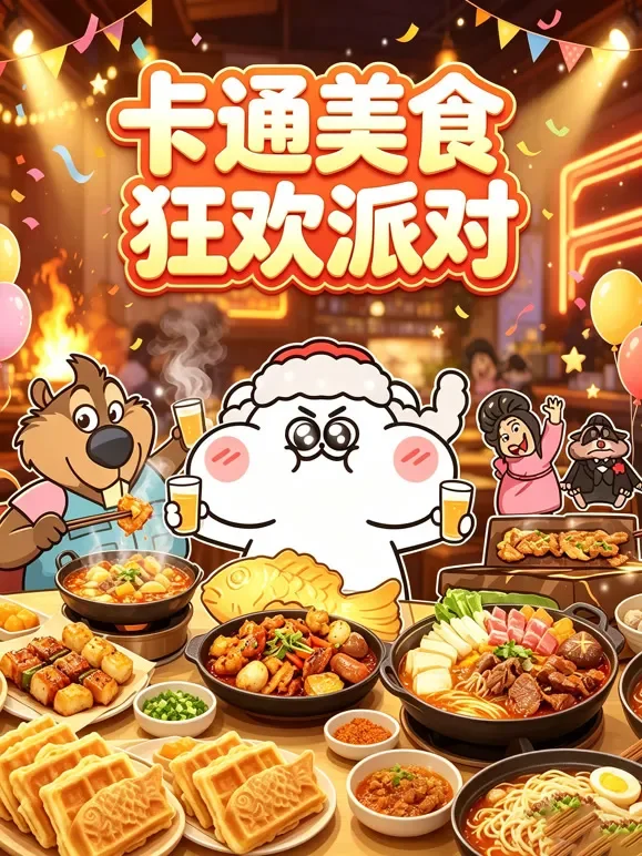 卡通美食狂欢派对动漫海报