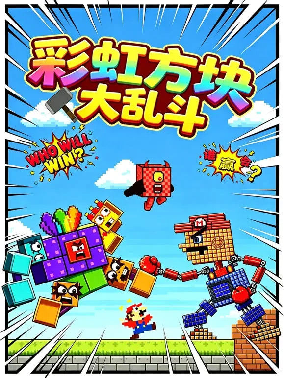 彩虹方块大乱斗动漫海报