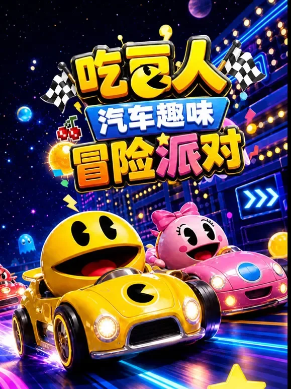 吃豆人汽车趣味冒险派对动漫海报