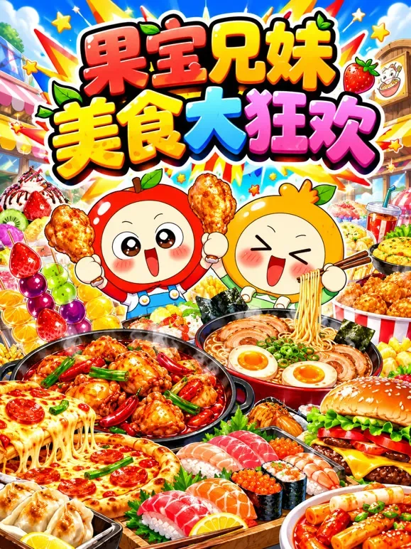 果宝兄妹美食大狂欢动漫海报