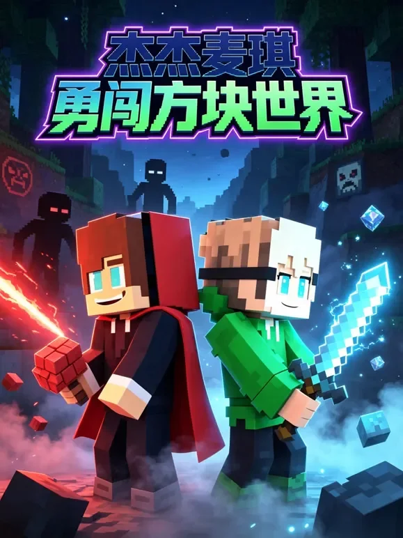杰杰麦琪勇闯方块世界动漫海报