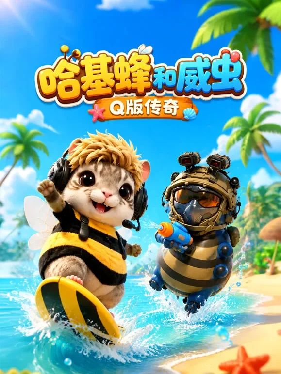 哈基蜂和威虫Q版传奇动漫海报