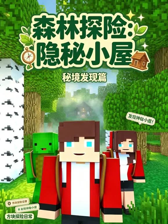 森林探险：隐秘小屋动漫海报