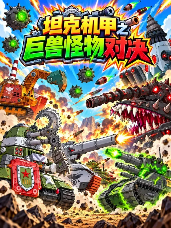 坦克机甲之巨兽怪物对决动漫海报