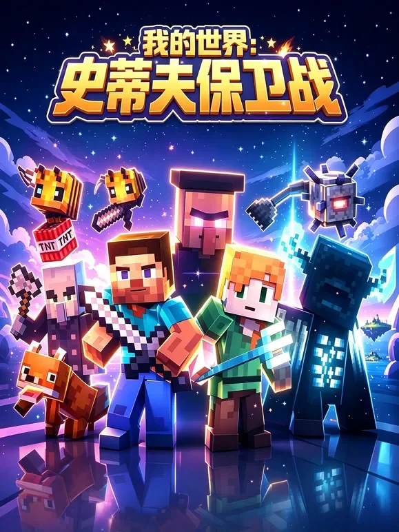 我的世界史蒂夫保卫战动漫海报