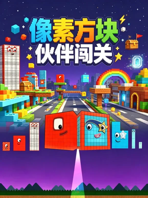 像素方块伙伴闯关动漫海报