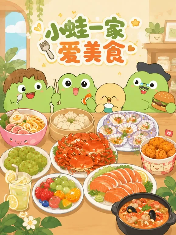 小蛙一家爱美食动漫海报