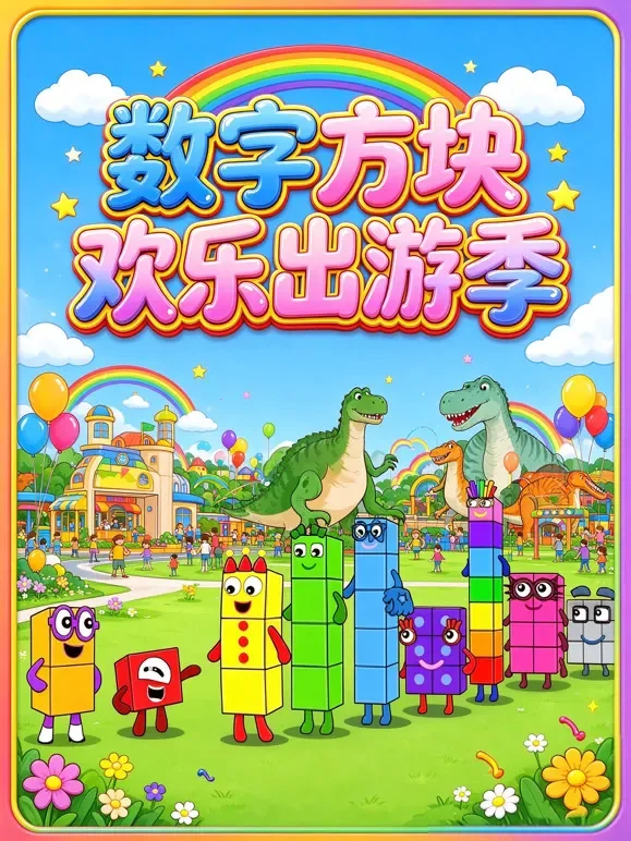数字方块欢乐出游季动漫海报