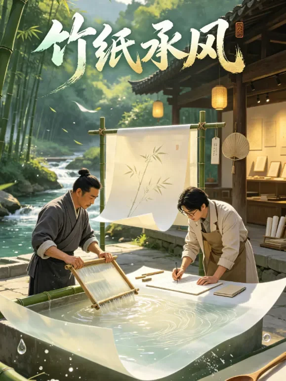 竹纸承风动漫海报