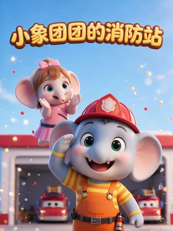 小象团团的消防站动漫海报