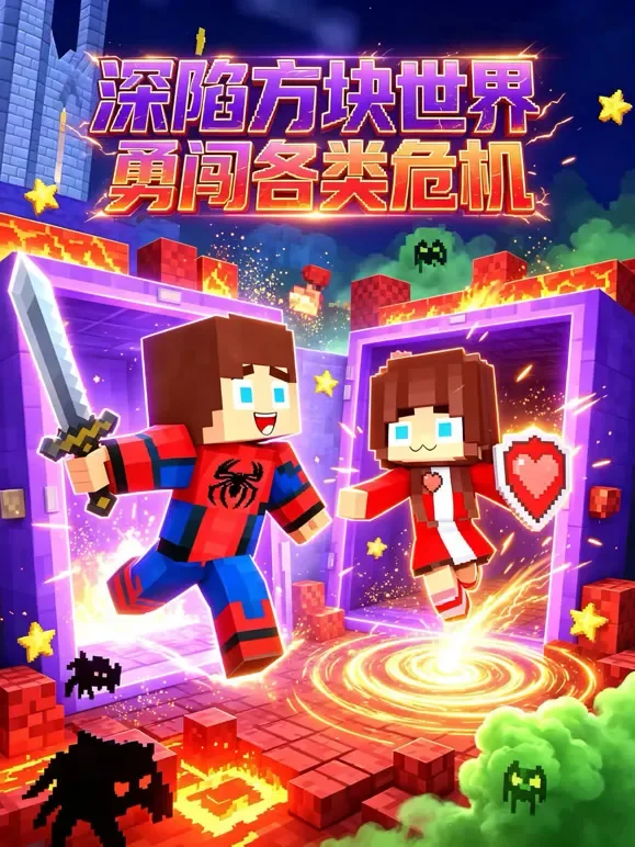 深陷方块世界，勇闯各类危机动漫海报