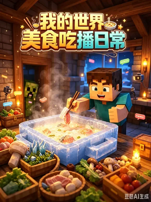 我的世界美食吃播日常动漫海报