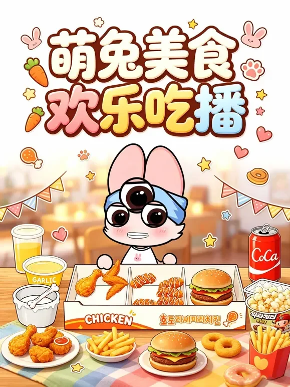 萌兔美食欢乐吃播动漫海报