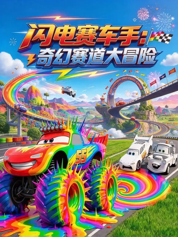 闪电赛车手：奇幻赛道大冒险动漫海报