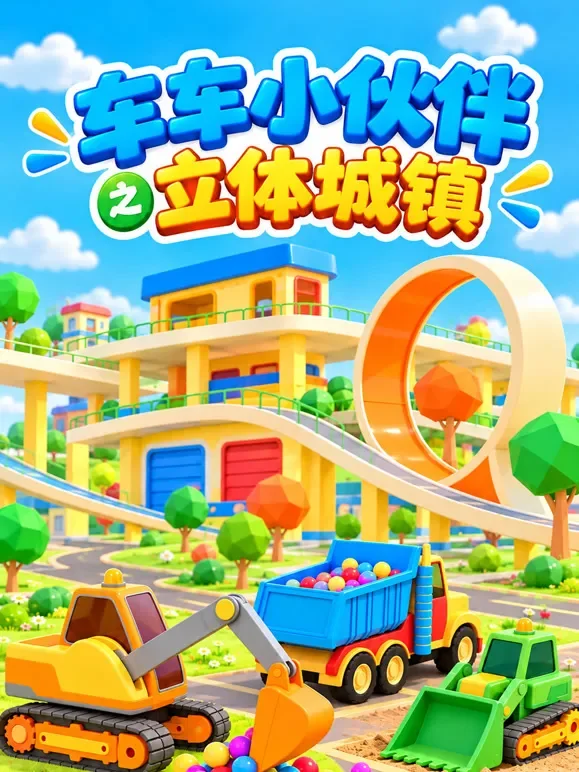 车车小伙伴之立体城镇动漫海报