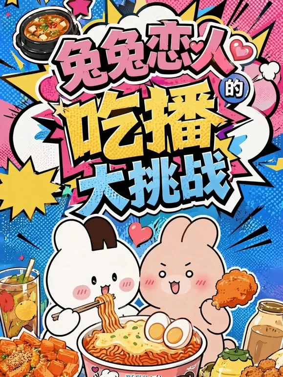 兔兔恋人的吃播大挑战动漫海报