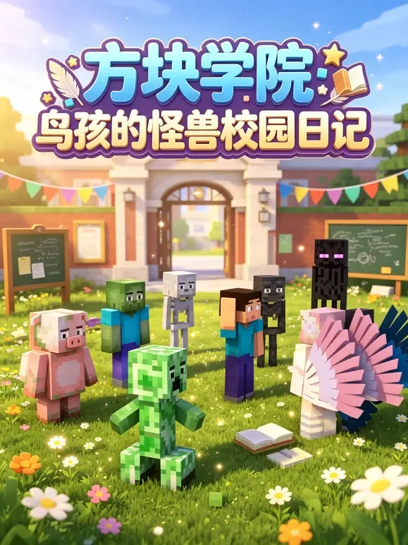 方块学院：鸟孩的怪兽校园日记动漫海报