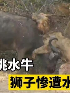 落单水牛单挑雄狮，大战300回合场面惨烈，雄狮完全没有机会