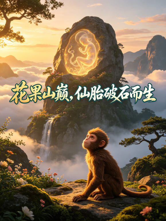 花果山巅，仙胎破石而生