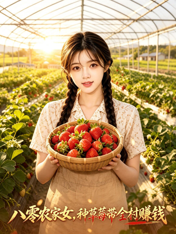 八零农家女，种草莓带全村赚钱