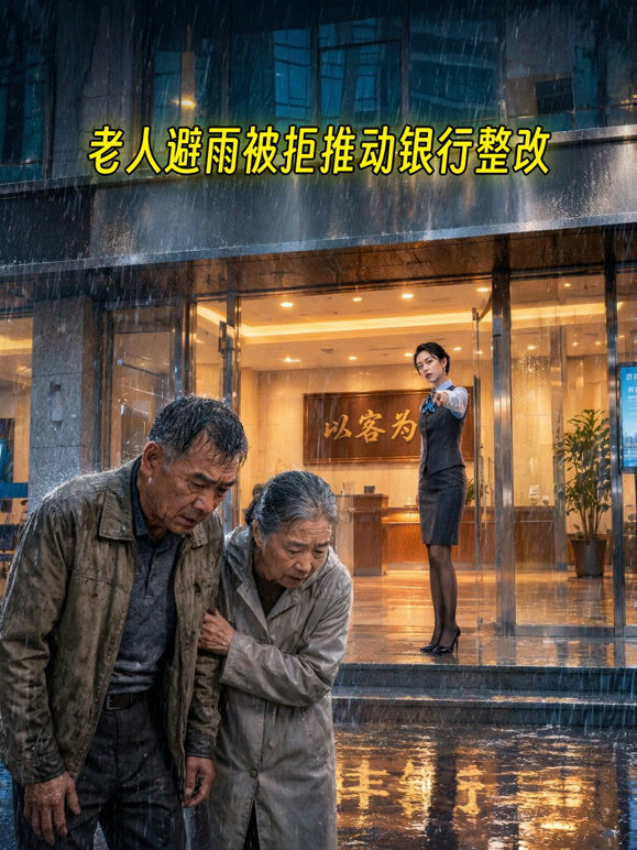 老人避雨被拒推动银行整改