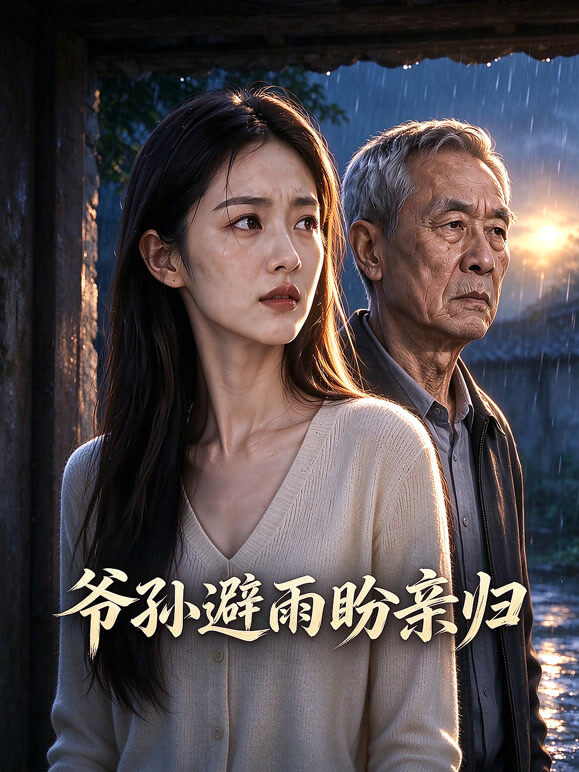 爷孙避雨盼亲归