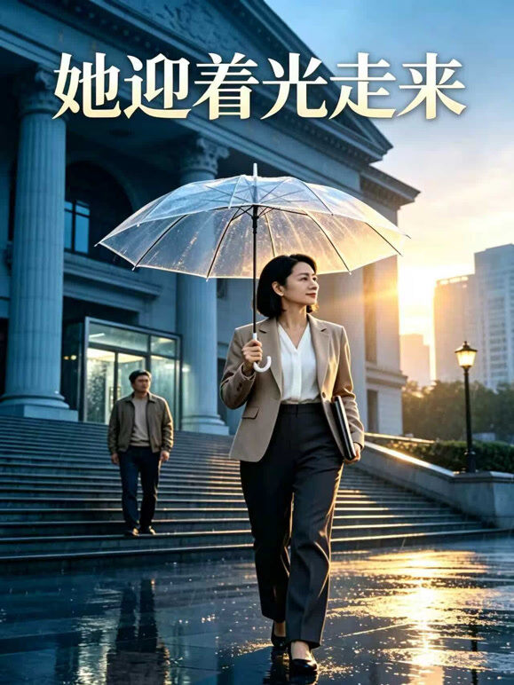 她迎着光走来