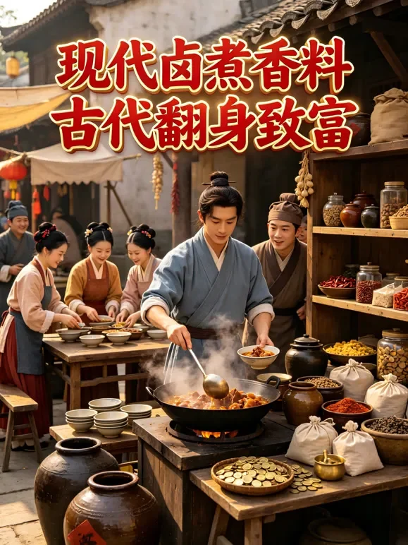 现代卤煮香料，古代翻身致富短剧海报