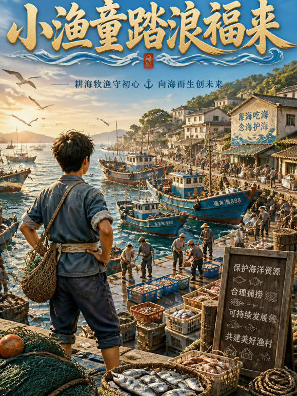 小渔童踏浪福来