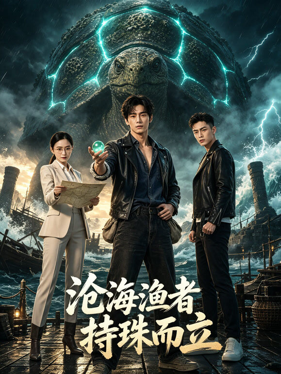沧海渔者持珠而立