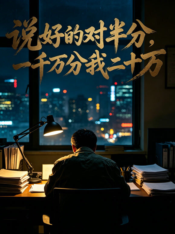 说好的对半分，一千万分我二十万