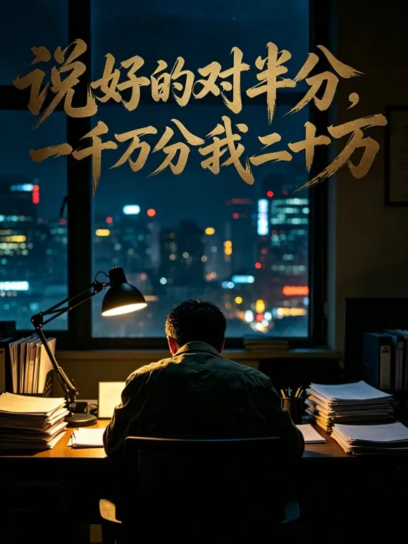 说好的对半分，一千万分我二十万短剧海报