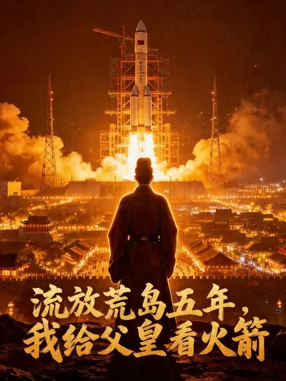 《流放荒岛五年，我给父皇看火箭》短剧海报