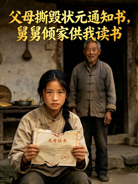 父母撕毁状元通知书，舅舅倾家供我读书