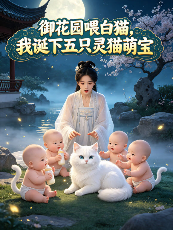 御花园喂白猫，我诞下五只灵猫萌宝