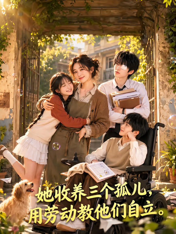 她收养三个孤儿，用劳动教他们自立